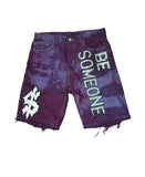 "Be Someone" denim shorts (Purple)